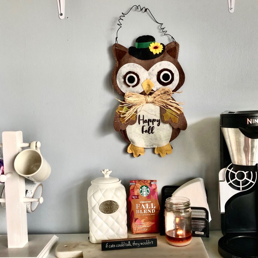 Owl Hanging Fabric Fall Decor Owl “Happy Fall”